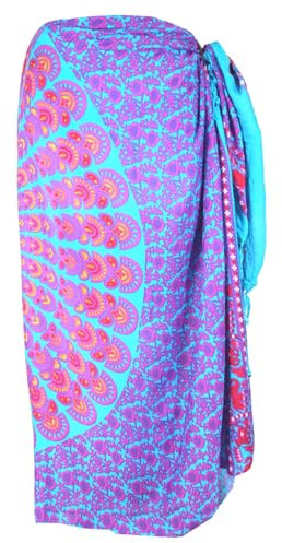 GURU SHOP Bali Sarong, Wandbehang, Wickelrock, Mandala Sarongkleid, Herren/Damen, Blau/pink, Synthetisch, Size:One Size, 160x110 cm