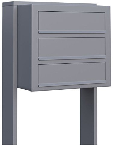 Briefkastenanlage, Design Briefkasten Cube for Three Grau Metallic - Bravios