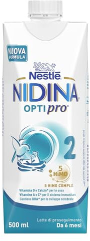 NESTLÉ NIDINA Optipro 2 Latte di Proseguimento Liquido da 6 mesi, 12 Brick da 500ml (6L)
