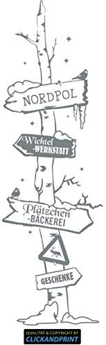CLICKANDPRINT Aufkleber » Wegweiser Weihnachten, 80x24,9cm, Grau • Wandtattoo/Wandaufkleber/Wandsticker/Wanddeko/Vinyl