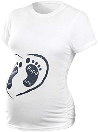 DAY8 Vêtement Femme Enceinte Grande Taille Pas Cher a la Mode Été 2019 Femme Enceinte Tee Shirt Manche Courte Tops Humour Imprimé Haut Sexy Chic Chemisier Tunique Casual Sport (S, Blanc)