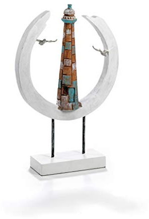 Moritz Skulptur Light of Hope - Leuchtturm 9 x 32 x 49 cm - Maritim - Seefahrt - Moderne Dekoration aus Mango-Holz - Maritime Deko