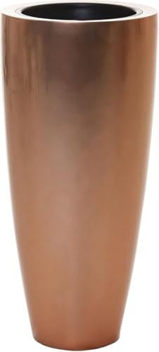 VIVANNO Pflanzkübel Pflanzgefäß Blumenkübel Fiberglas City Rosegold Kupfer Metallic - 80x37