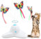 Suhaco Cat Toys Interaktiver Schmetterlings-Teaser für Hauskatzen Automatisch rotierendes Spielzeug (Weiß)