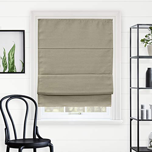 Chicology Roman Shades - Blackout Window Treatments, 39 W x 64 H, Del Mar Sandscastle
