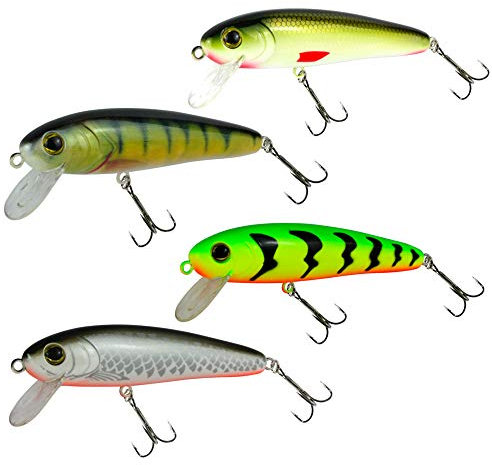 4 Seika Pro Wobbler Akita 11cm 32g - Köder Set zum aktiven Raubfischen, Hecht, Zander, Wels, Hardbait zum Spinnfischen, Wobbler