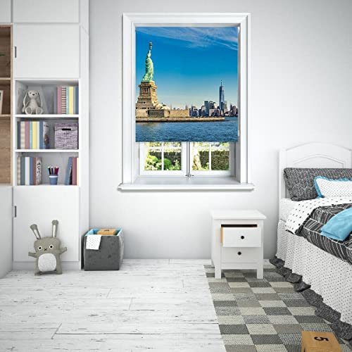 Lister Cartwright Photographic Blackout Roller Blinds For Bedroom Windows - (60 x 140 cm) Easy to Fit Polyester Roller Blinds For Windows With Child Safety Included - Statue of Liberty