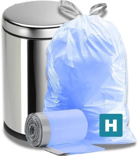 Plasticplace Code H Compatible (200 Count) Blue Recycling Bags Drawstring Rubbish Bin Liners 9 Gallon / 34 Liter 18.5 x 28
