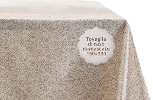 casaviva® Tischdecke aus Satin, hohe Qualität, wasserabweisend, leicht zu bügeln, schmutzabweisend, Partys und Bankette (Bronz Damasc, 150 x 300 cm)