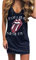 Uusollecy Robe Tee Shirt Été Femme sans Manches V-Col Motif Lèvres Imprimées Décontractée,Bleu,S