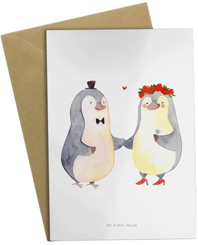 Mr. & Mrs. Panda Grußkarte Pinguin Heirat - Geschenk, Klappkarte, Einladungskarte, Liebesgeschenk, Geburtstagskarte, Liebe, Paar, Pärchen,