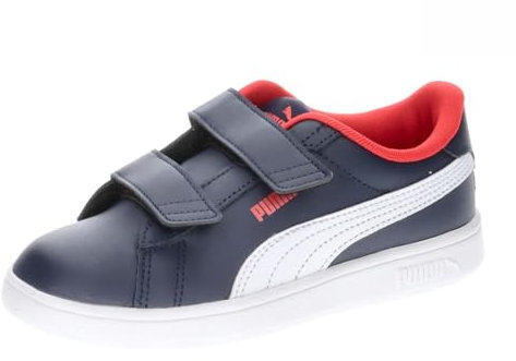 PUMA Smash 3.0 L V PS, Scarpe da Ginnastica, Navy White-for all Time Red, 30 EU