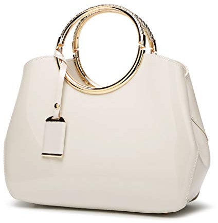 AINUOEY Damen Taschen Handtasche Frauen Elegant Tasche Henkeltasche Vintage PU-Leder 76609 1-teilig Set Nicht-Gerade Weiss