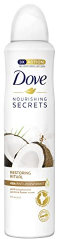 Dove Nourishing Secrets Coconut & Jasmin Flower mit ¼ Feuchtigkeitscreme Anti-Transpirant Aerosol langanhaltender Duft frisches Deodorant 6 x 250 ml
