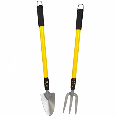 2 forchette da giardino e pala telescopica allungabile da 63,5 cm a 94 cm