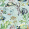 Aquarium Teal Wallpaper Grandeco Watercolour Fish Jellyfish Sea Life Creatures
