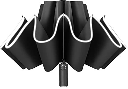 JSSEVN Parapluie entièrement automatique avec lampe de poche LED - Protection solaire - Noir