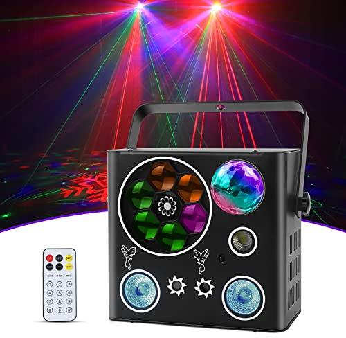 Discolicht Partylicht, RGBW 5in1 LED Bühnenlicht DMX512 Strahler mit Fernsteuerung, Musikgesteuert Disco Licht Party Lichter Auto-/Sound Steuerung Muster für DJ Geburtstag Halloween Weihnachten Klub