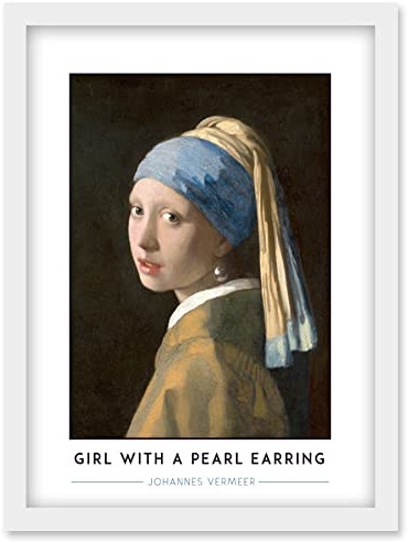 Wee Blue Coo Johannes Vermeer Girl With A Pearl Earring Painting Artwork Framed Wall Art Print A4