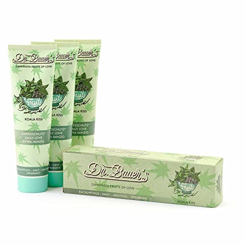 Dr. Bauer's Fruits of Love Koala Kiss Zahnpasta, Zahncreme, 3er Pack | mit tollen Geschmacksrichtungen
