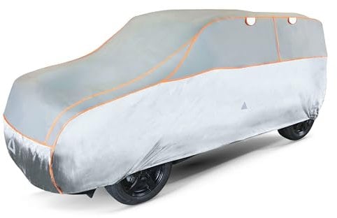 WALSER Hagelschutz Abdeckplane Auto, Autogarage Abdeckung, Abdeckplane Auto Basic, Auto Hagelschutzplane, Abdeckung Auto 100% Polyester, Auto Vollgarage, Auto Abdeckung Größe 7 - grau-Silber