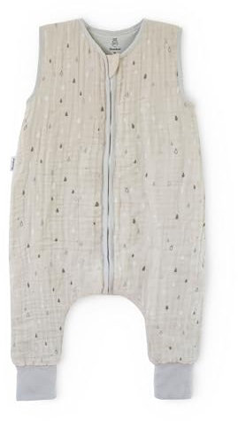 Ehrenkind® Baby Sommerschlafsack mit Füßen Musselin | aus weicher OEKO-TEX zertifizierter Bio-Baumwolle | Sommer Baby Schlafsack 1 TOG Gr. 100 Farbe Natur-Graue Tropfen