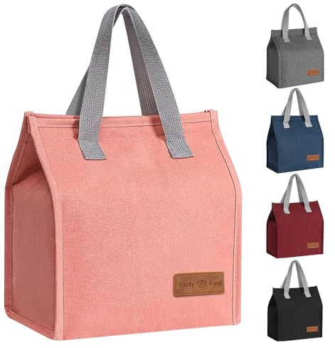 lmytdo Lunch Bags for Women Men, Portable Insulated Lunch Bag Water-Resistant Leak-Proof Lunch Box Tote Bag for Kids Girls Boys Adults, Thermal Cooler Bag for Work School Picnic Travel (Pink)