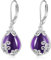 POPLYKE Amethyst Filigrane Tropfen Ohrringe Sterling Silber Lila Ohrringe mit Ohrhaken Schmuck Geschenke für Frauen