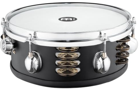 Meinl Percussion Compact Jingle Snare - Snare Trommel mit 10 Zoll Durchmesser - Mit Edelstahlschellen für Tamburin Effekt - Ahorn, Schwarz (MPJS)