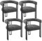 WOLTU Esszimmerstühle 4er Set, Esstisch Stühle mit Armlehnen, Design Stuhl Küchenstuhl Essstuhl, Sessel bequem modern, für Esszimmer Wohnzimmer Schlafzimmer, aus Chenille Metall, Dunkelgrau
