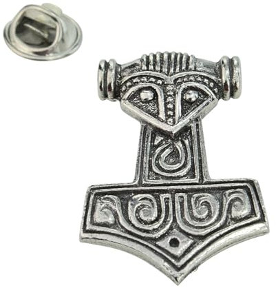 English Made Thors Hammer Viking Mjölnir Pewter Lapel Pin Badge. Single Unit. XWTP054