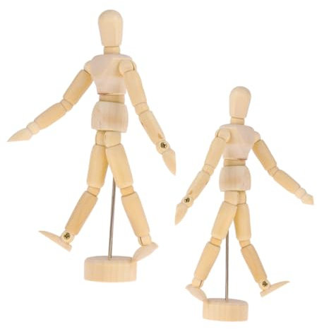 NUOBESTY 2stücke DIY Holzfiguren Blank Mannequin Unfertige Puppe Handwerk DIY Holz Roboter Puppen Bemalen Bastelprojekte Dekoration