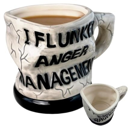 Lustige Wut-Management Kaffeetasse, Unregelmäßig Geformte Keramik Kaffeetasse, Neuartige Inspirierende Teetasse, Gedrehte Tasse, Kreativer Unregelmäßiger Wasser Becher Für Wein, Milch