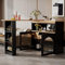 Rtopsu Ausziehbarer Bartisch Beistelltisch Esstisch Sideboard mit LED, Bistrotisch Stehtischschrank Buffetschrank mit 4 Stauraum Regal und Schrank für Esszimmer Wohnzimmer, 193x39x105 cm, Schwarz