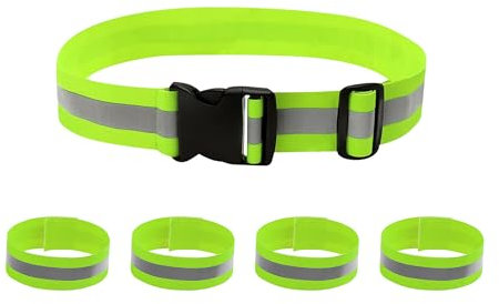 GOOFIT Reflektierender Sicherheitsgurt, Hohe Sichtbarkeit, Verstellbar & 4 Elastische Reflektierende ArmbäNder, Reflektierender GüRtel Zum Joggen, Radfahren, Laufen, Wandern