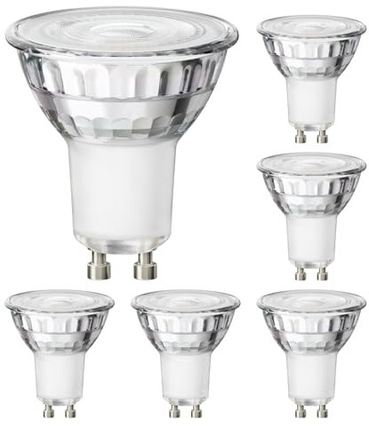 ledscom.de 6 Stück GU10 LED Leuchtmittel, PAR16, warmweiß (2800 K), 7,6 W, 1103 lm, 33° Reflektorspiegel (silber) EEK C