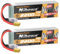 Nihewo Lot de 2 batteries Lipo 4S 14,8 V 2200 mAh RC Étui souple 100 C avec prise XT60 pour drone FPV quadrirotor hélicoptère avion, voiture, camion, bateau