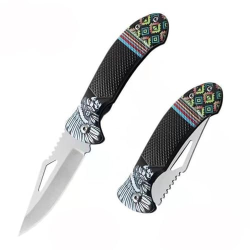 Hangdong Outdoor Messer,Klappmesser Jagdmesser Taschenmesser Werkzeuge für Camping Wandern,Weihnachtstag Männer Geschenke (schwarz)