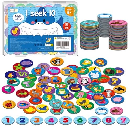 Mathe-Additions- und Subtraktions-Spiele, 120 runde Karten, Zahlen-Lernspielzeug für Kindergarten, 1., 2. Klasse, Homeschooling & Unterricht