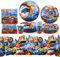 Luclay Car Party Tableware Set- 51Pcs Monster Birthday Party Decoration Wheel Kids's Tableware Racing Car Themed Party Supplies Plates Cups Napkins Tablecloth for Children Baby Showers Boys