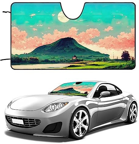 Parasol para Coche, Parasol para Coche, Parasol para Coche, Paisaje de Anime, Protector de Visera térmica para Coche, Bloqueador Solar Plegable para Ventana Delantera, SUV, camión