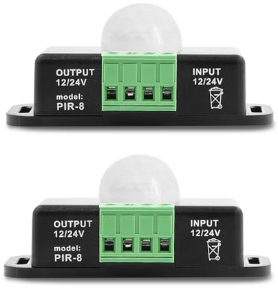 SIGANDG Body Infrared Light Switch,12V-24V PIR Sensor LED Motion Sensor Switch Motion Timer Function Sign Control PIR Controller,ForLED Strips Lighting (2 Pcs-Black)