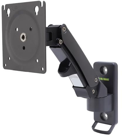 Monitor Wall Mount, Adjustable Wall Mount Bracket for 17-27 Inch Monitors, 130mm Vertical Adjustment, 180° Rotation, VESA 75 X 75mm and 100 X 100mm Holes, 15.4 Lbs Capacity