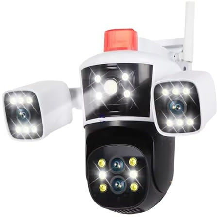 JVDDI Home Security Camera 10X PTZ Zoom Four Lens Smart Home Surveillance Camera Outdoor 360° Panoramic View Cameras 16MP 8K Video Security CCTV Track(Cam NO SD Card)