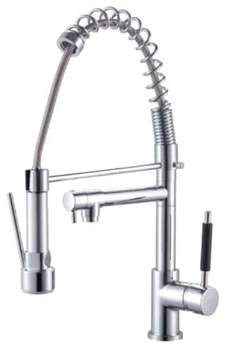 AMBRA WATER Rubinetto miscelatore monocomando cromato per lavello con doccetta sganciabile e canna erogazione serie albireo 3/8