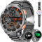 mingwear Militare Smartwatch per Uomo 1,85 HD 730 mAh Batteria Orologi Intelligenti con Torcia a LED per Android iOS (Bluetooth Chiamata Risposta/Chiamata) Nero Acciaio