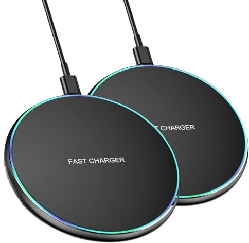 Wireless Charger,2-Pack Wireless Charging Pad Compatible with iPhone 16/15/14/13/12 Pro Max/SE/XR AirPods;15W Fast Charge for Samsung Galaxy S24/S23/S22/S21/Note/Pixel,LG