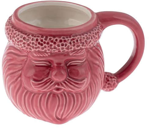 Karma, 18 oz Christmas Mug Ceramic Santa Claus Shaped Coffee Cup - Ceramic Coffee Mugs for Women and Men, Pink