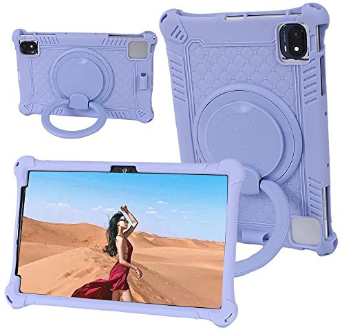 YKWXSC Hülle für Blac-kview Tab 11 WiFi 10.36'' / Tab11 SE/DOOGEE T20S Tablet 10.4''/LincPlus T3/CHUWI Tablet 10.36'', 360 Drehbarem Ständer mit Schultergurt Stoßfeste Silikonhülle, Lila