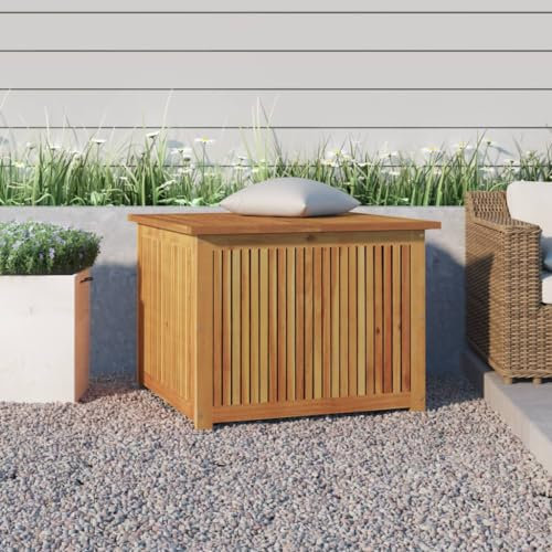 Verderoom Gartenbox Wetterfest Auflagenbox Holz Massivholz Akazie Aufbewahrungsbox Kissenbox-75 x 75 x 58 cm